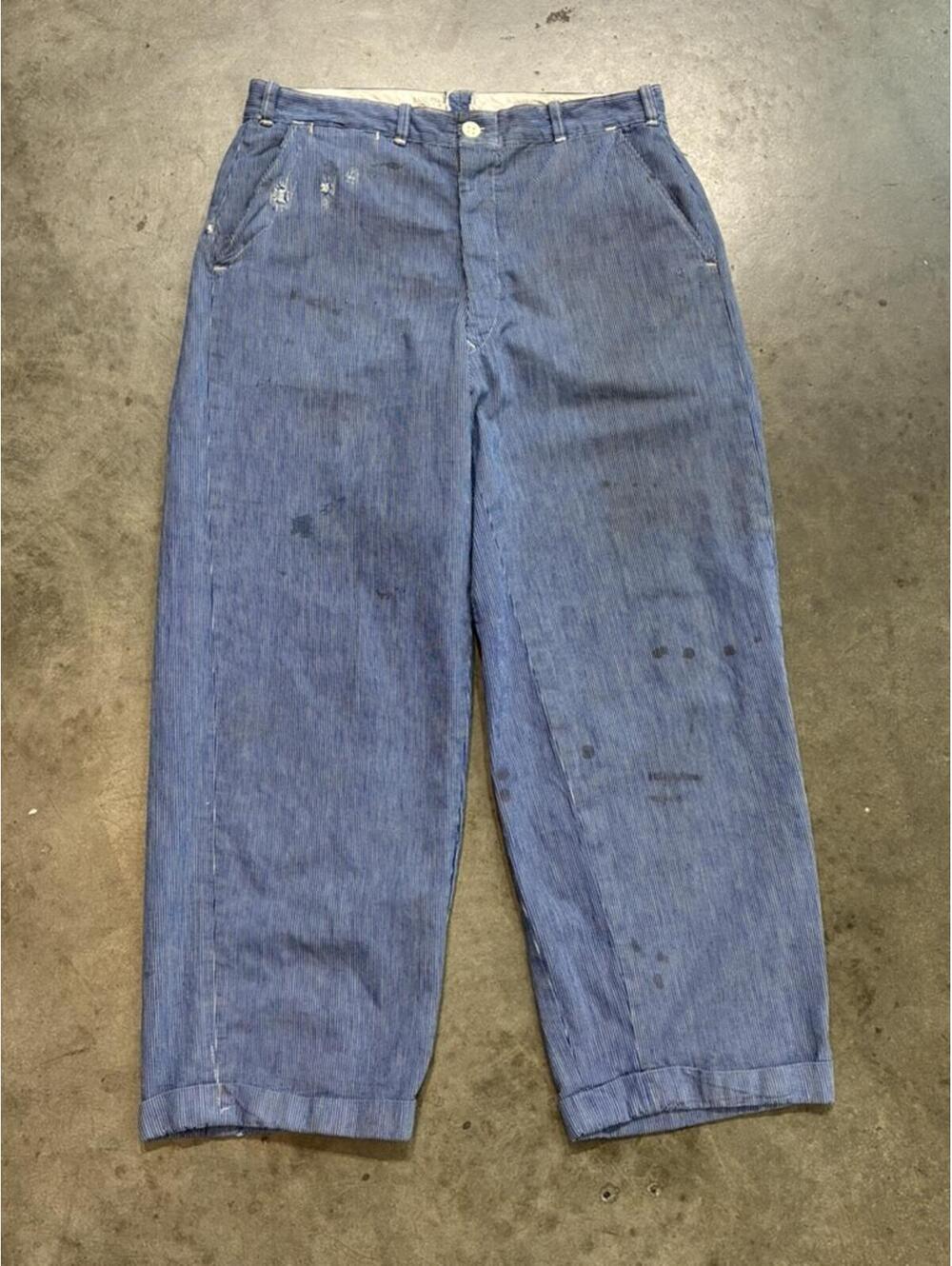TRUE VINTAGE 1940s union made usa hickory workwear pants w36